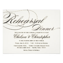 Elegant Script Rehearsal Dinner - Black/Off White Custom Invite