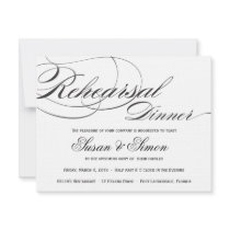 Elegant Script Rehearsal Dinner Invitation - Black