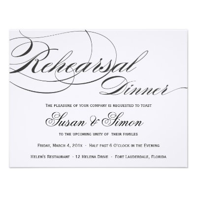 Elegant Script Rehearsal Dinner Invitation - Black