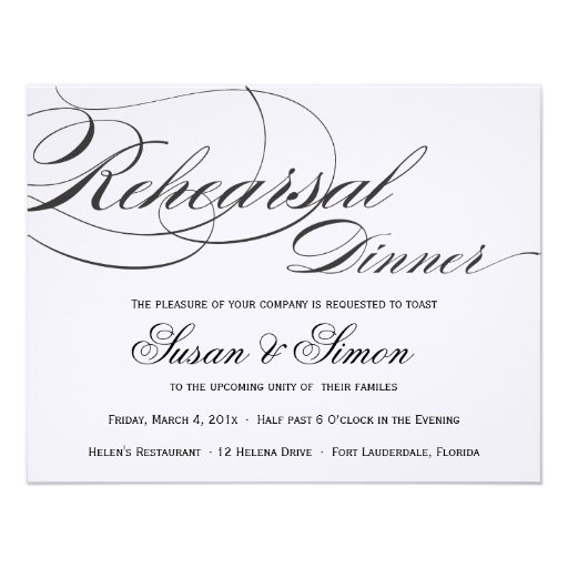 Elegant Script Rehearsal Dinner Invitation - Black