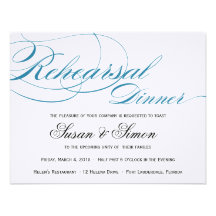 Elegant Script Rehearsal Dinner Invitation Blue