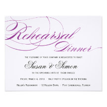 Elegant Script Rehearsal Dinner Invitation Purple