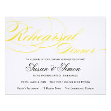 Elegant Script Rehearsal Dinner Invitation Yellow