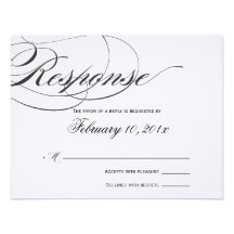 Elegant Script Response Card - Black Invitation