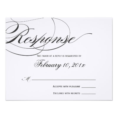 Elegant Script Response Card - Black Invitation
