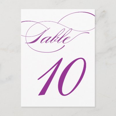 Elegant Script Table Number Postcard | Purple