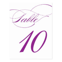 Elegant Script Table Number Postcard | Purple