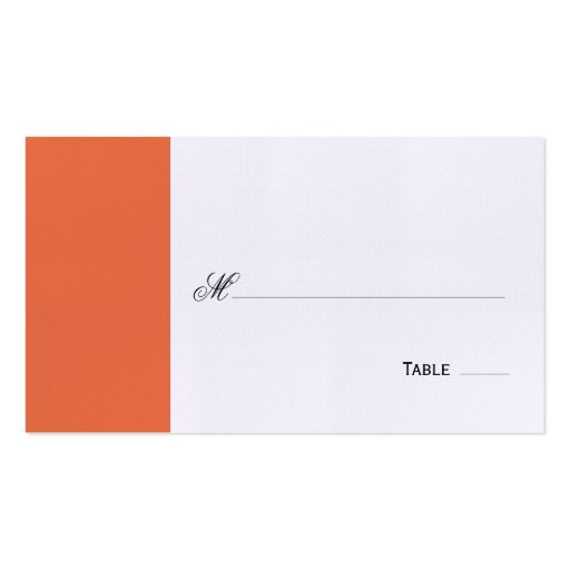 Elegant Script Table Seating/Place Card - Orange Business Card (front side)