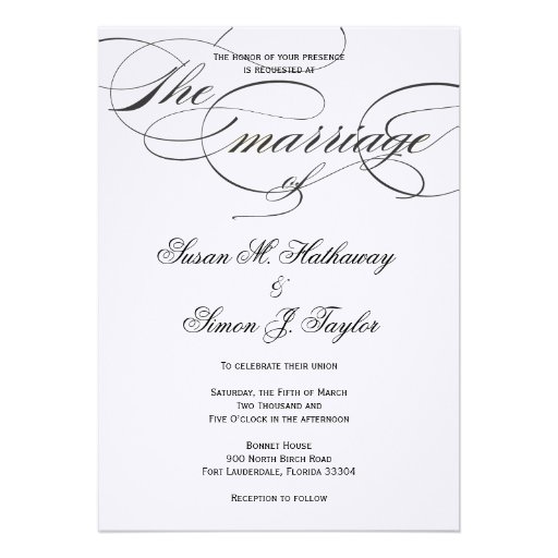 Elegant Script  Wedding Invitation - Black