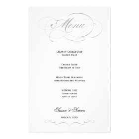 Elegant Script  Wedding Menu - Gray Custom Stationery