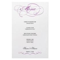 Elegant Script  Wedding Menu - Purple Custom Stationery