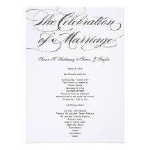 Elegant Script  Wedding Program - Black Invites