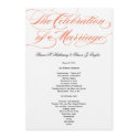 Elegant Script Wedding Program - Orange invitation
