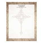 Elegant Scroll Christian Cross w/Swirl Background letterhead
