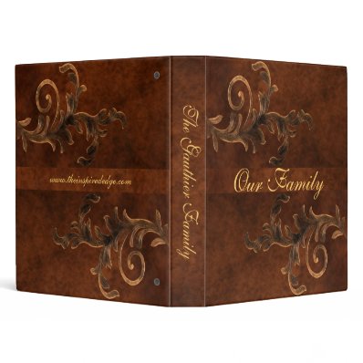 Elegant Scroll Leaf Faux Leather Family Album 3 Ring Binders