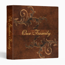 Elegant Scroll Leaf Faux Leather Family Album 3 Ring Binders