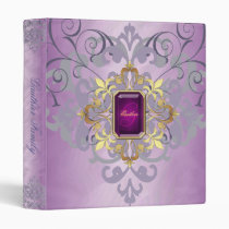 Elegant Scroll Pink Jewel Monogram Family Album 3 Ring Binders
