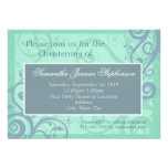 Elegant Scrolls Blue Baby Christening / Baptism invitations