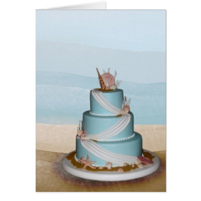 Elegant Sea Shell Wedding cake Card by perfectpostage