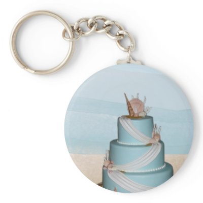 Elegant Sea Shell Wedding cake Key Chain by perfectpostage