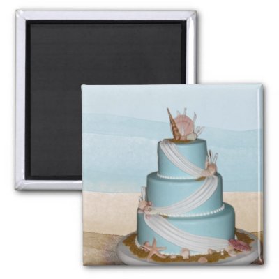 Elegant Sea Shell Wedding cake Fridge Magnets by perfectpostage