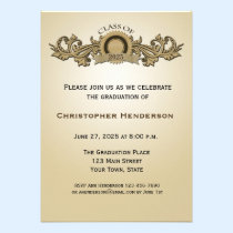 Elegant Seal & Scroll Graduation Invitation invitations