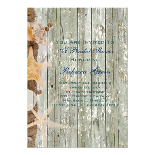 elegant seashells beach bridal shower tea party personalized announcement