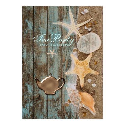 elegant seashells beach bridal shower tea party personalized announcement