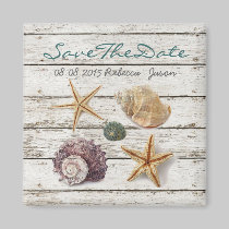 elegant  seashells beach wedding save the date magnets