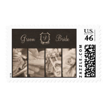Elegant Sepia Photographs Biker Wedding Postage