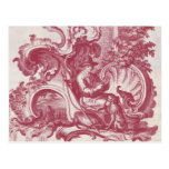 Elegant Shabby French Red Antique Engraving Toile Post Cards