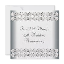 Elegant Silver 25th Wedding Anniversary Custom Invite