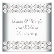 Elegant Silver 25th Wedding Anniversary Custom Invite