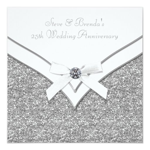 Elegant Silver 25th Wedding Anniversary Party Card Zazzle