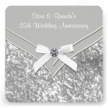 Elegant Silver 25th Wedding Anniversary Party Custom Announcement