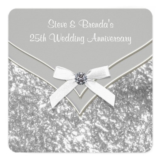 Elegant Silver 25th Wedding Anniversary Party Invitation