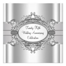 Elegant Silver 25th Wedding Anniversary Party Custom Invite