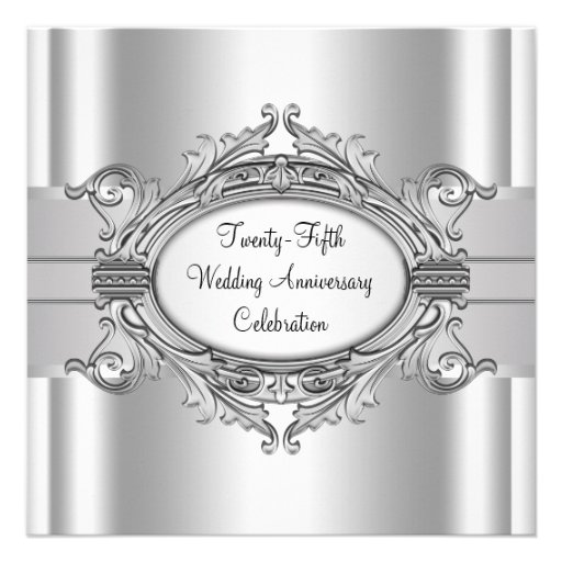 Elegant Silver 25th Wedding Anniversary Party Custom Invite