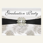 Elegant Silver and Black Graduation Party invitations