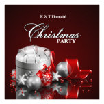 Elegant Silver and Red Christmas Party Invites