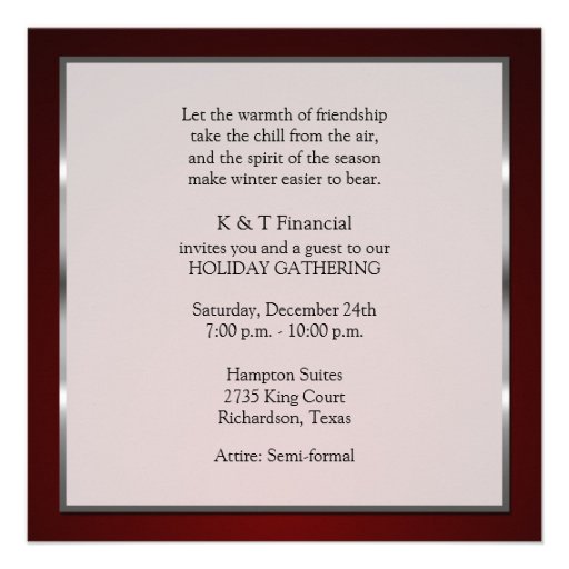 Elegant Silver and Red Christmas Party Invites
