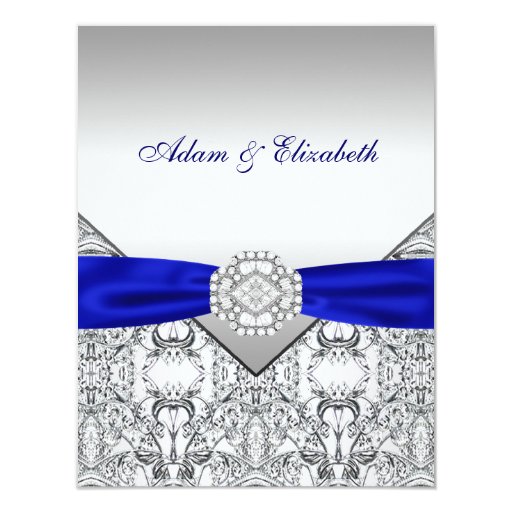Elegant Silver and Royal Blue Wedding Invitations