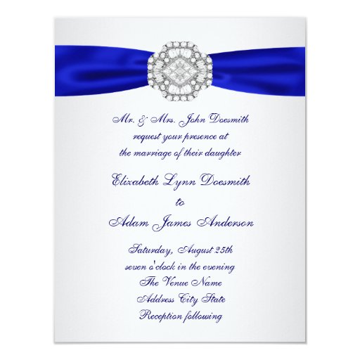 Elegant Silver and Royal Blue Wedding Invitations
