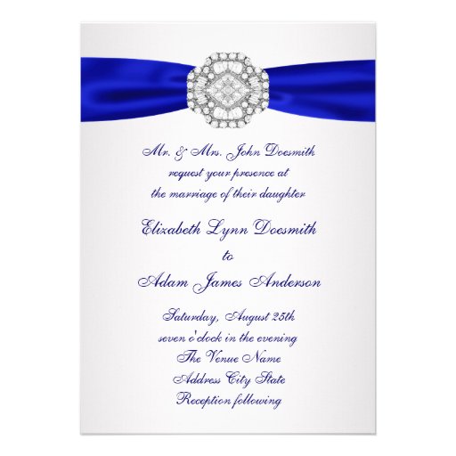 Elegant Silver and Royal Blue Wedding Invitations