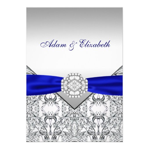 Elegant Silver and Royal Blue Wedding Invitations