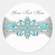 Elegant Silver and Teal Blue Stickers