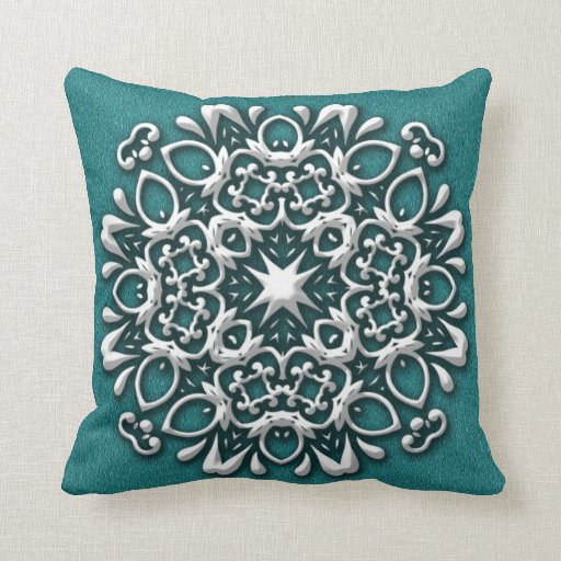 Elegant Silver and Teal Pillow Throw Pillows Zazzle