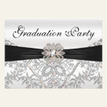 Elegant Silver Black and Pink Graduation Party invitations