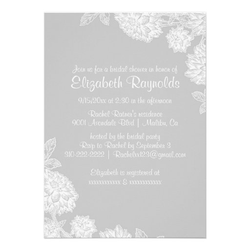 Elegant Silver Bridal Shower Invitations