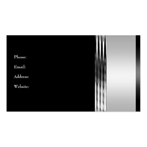 Elegant Silver Chrome Metal Black 2 Business Card Template (back side)